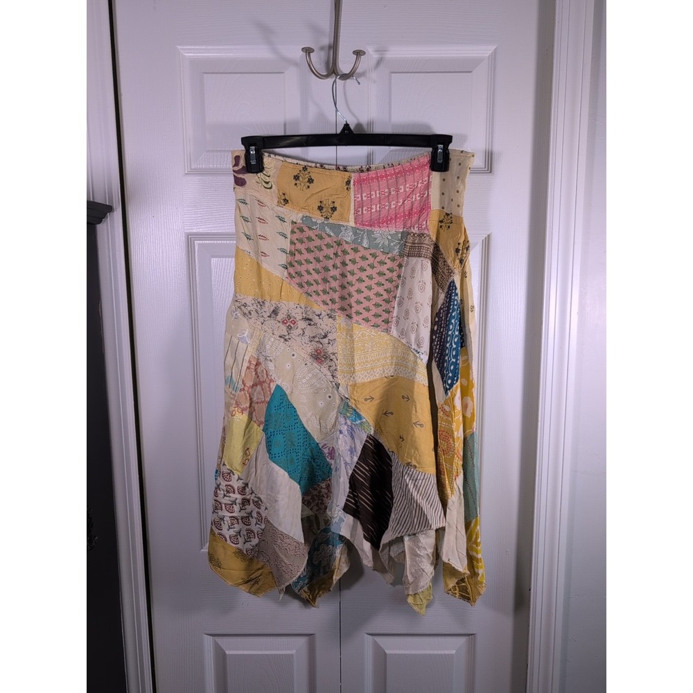 Jaded Gypsy Patchwork Skirt Pull On Pockets Boho Artsy Size L/XL NWT
